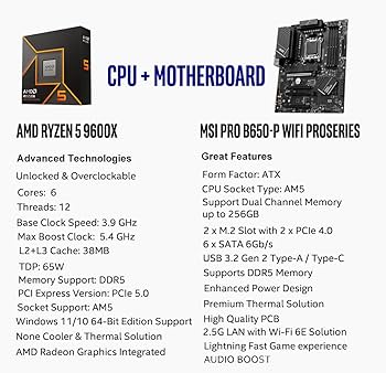 Amazon.com: INLAND AMD Ryzen 5 9600X 6-Core 12-Thread AM5