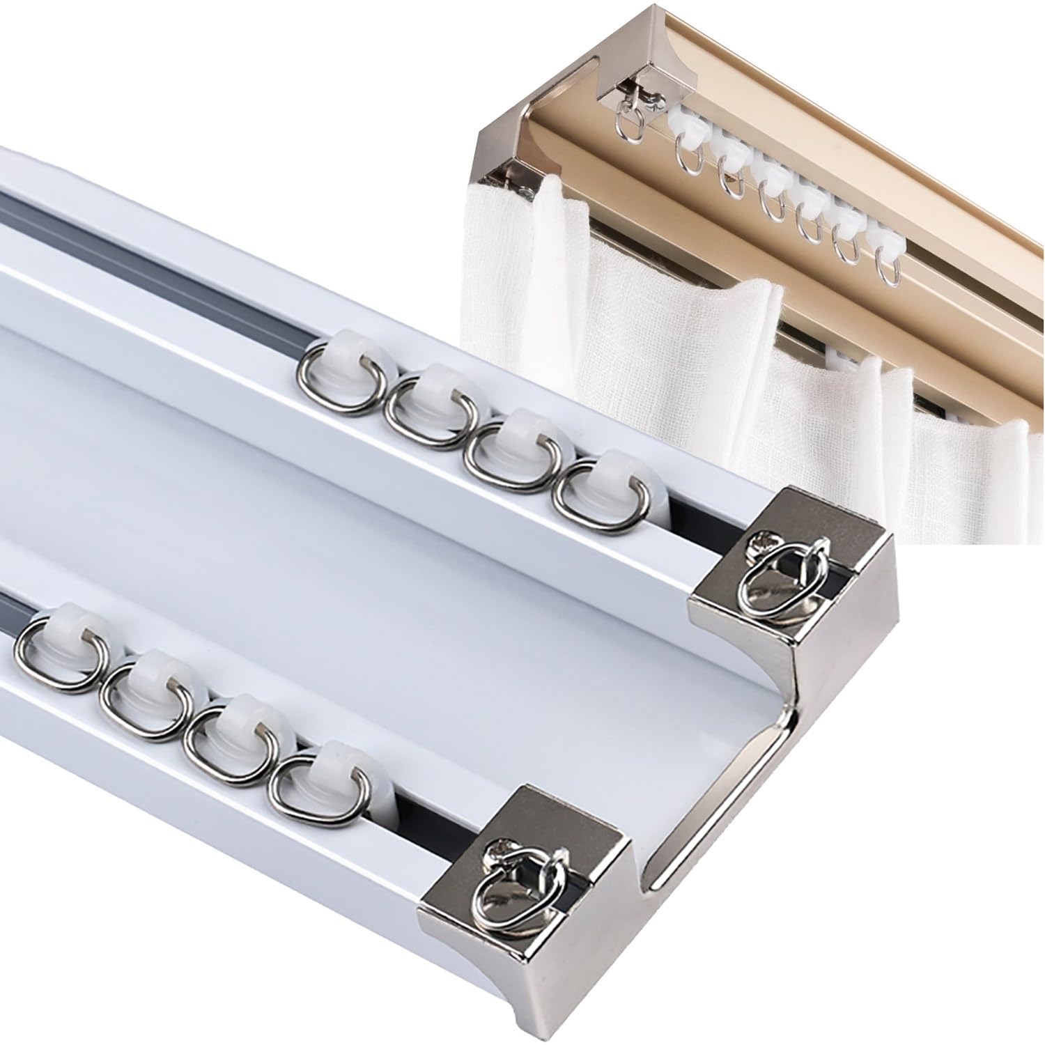 Double rail de rideau en aluminium pour habiller le salon ou la chambre