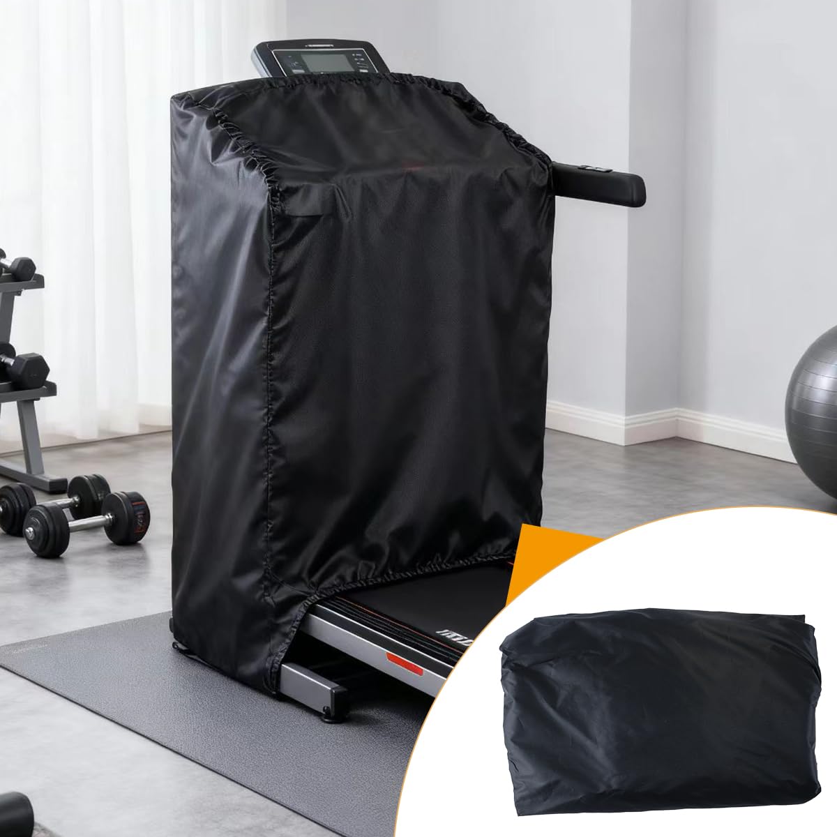 Housse de Tapis de Course 168 x 75 x 135 cm, Noire, en Polyester 190T, Protection Contre la poussière, l'eau et Le Soleil, Compatible avec Les modèles Standard, Pliable