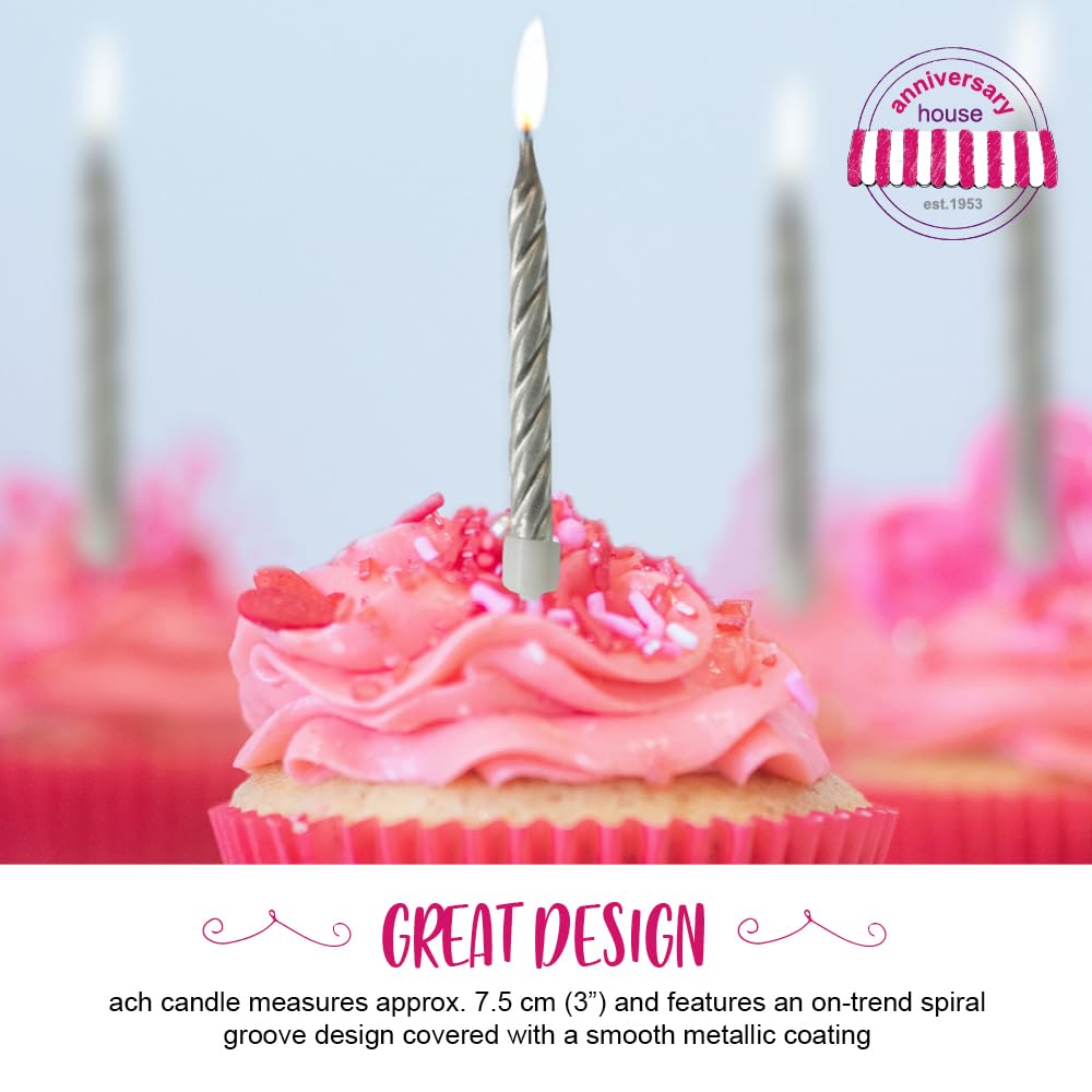 12 Candeline A Spirale Oro Per Torta – Lunghe 17 Cm Con Supporto – Per Compleanni, Matrimoni, Lauree, Cupcake - 3