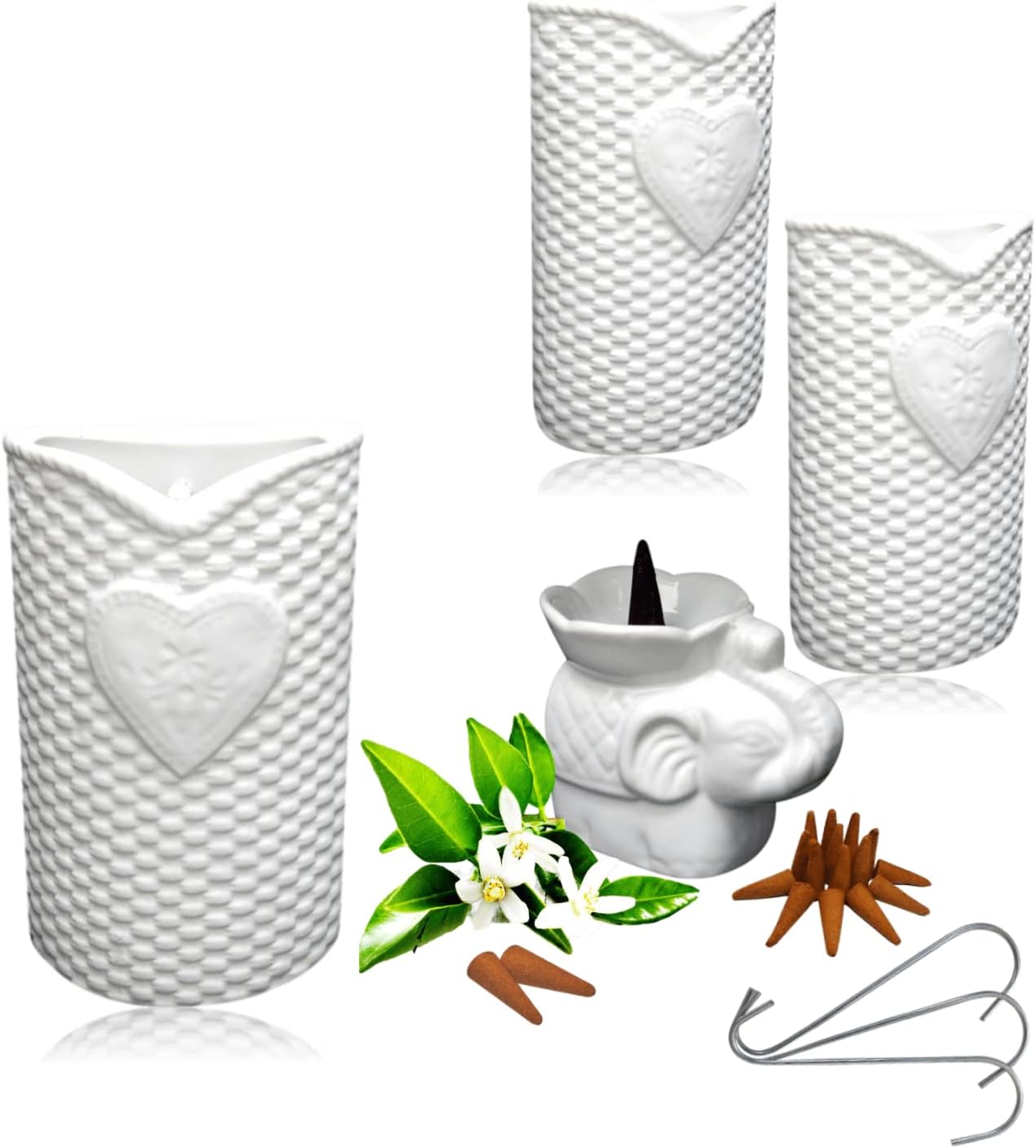 Humidificador Radiador, Juego de 3 Humidificadores Ambientadores Para Radiadores de Cerámica Evaporador Cerámico de Agua Colgante Para Calefacción 1x Quemador de Incienso y Aceite Esencial