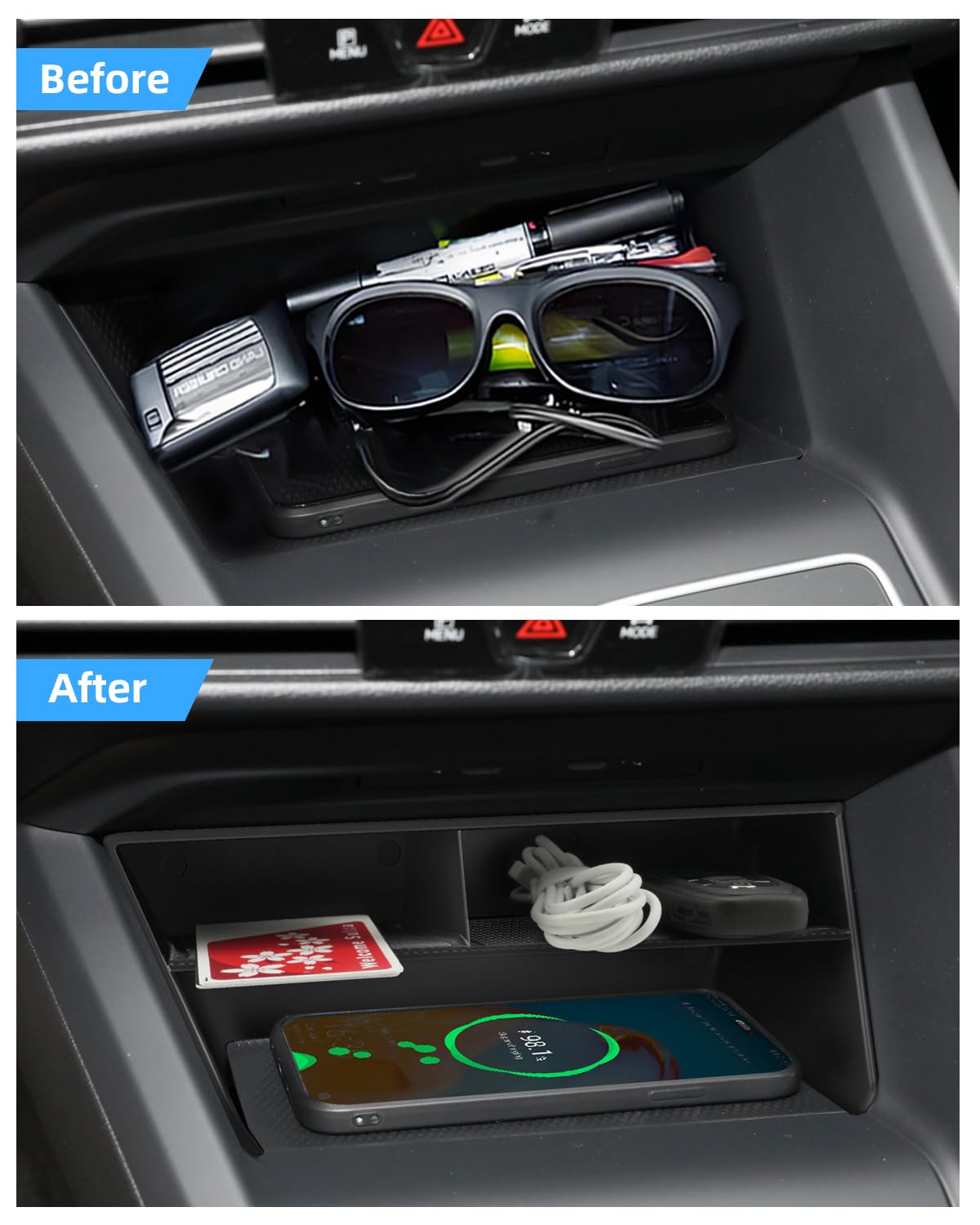Armlehne Aufbewahrungsbox für VW Golf MK8 2025 2024 2023 2022 2021 2020, Mittelkonsole Organizer mit Antirutschmatten für VW Golf 8, Vorne Türgriff Aufbewahrungsbox Zubehör