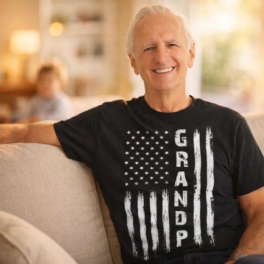 Grandpa Papa T Shirt for Men – Funny Patriotic Vintage USA Flag Shirt, Birthday for Grandpa and Papa - Image 2