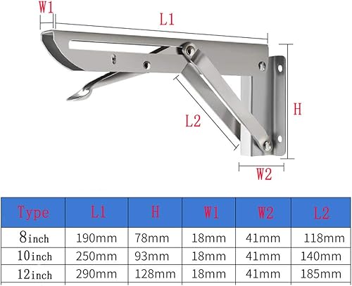 Miniatura 5 de Soportes plegables resistentes para estantes, banco de mesa triangular de metal blanco resistente, soporte de estante plegable de 12 pulgadas, 2