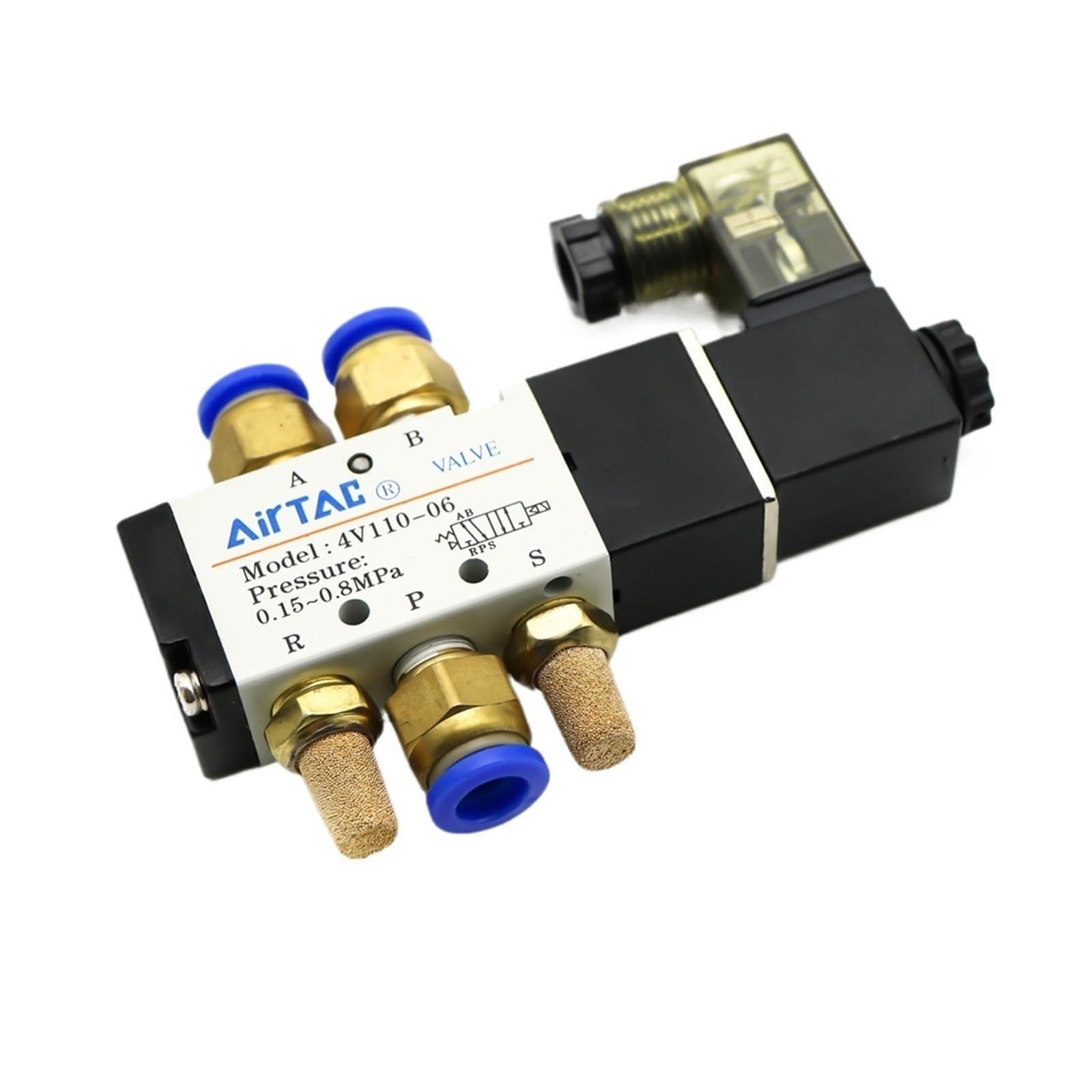 Électrovanne pneumatique 4V110-06 1/8 gaz air distributeur électrique 5 voies bobine LED DC 24V