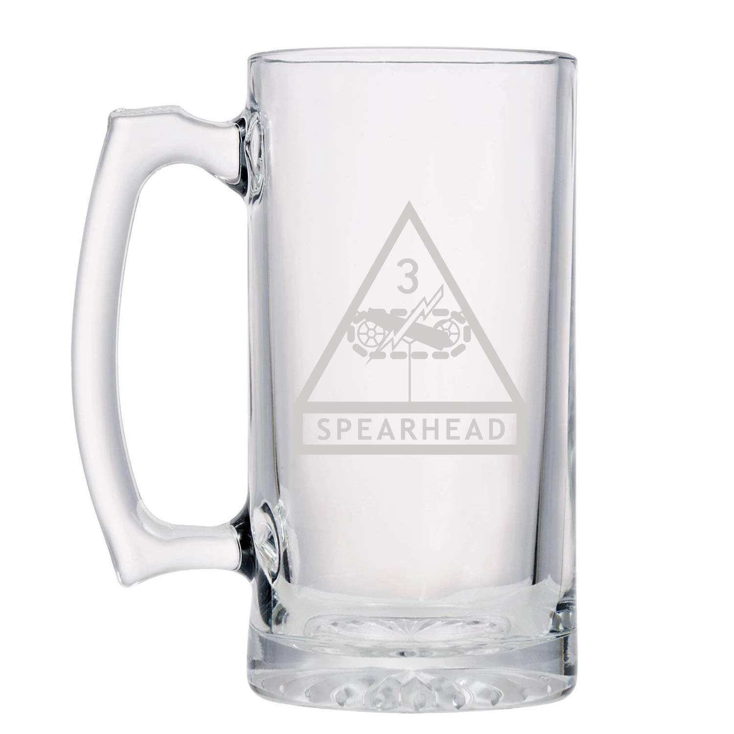 3rd Armored Division US Army Insignia Shoulder Sleeve SSI Patch Etched Stein Glass 16oz. Mug