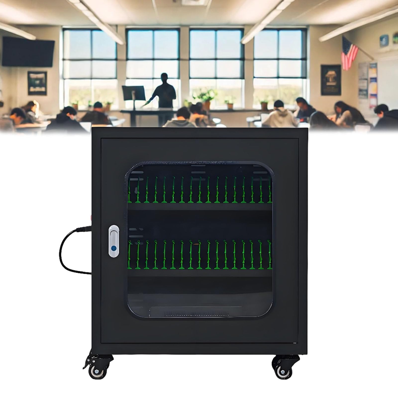 GTHTUHFD Mobile Phone Charging Cabinet Secure Usb Charging Cart With Wheels 12Slot Locker For Cell Phones Rechargeable Charging Station With Combination Lockblack,Black-40Slots