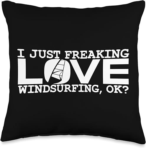 Miniatura 4 de Windsurfer Windsurfing Windsurf Kitesurfing Motifs Joke Surfer Saying Surfing Windsurfing Throw Pillow, 18x18, Multicolor
