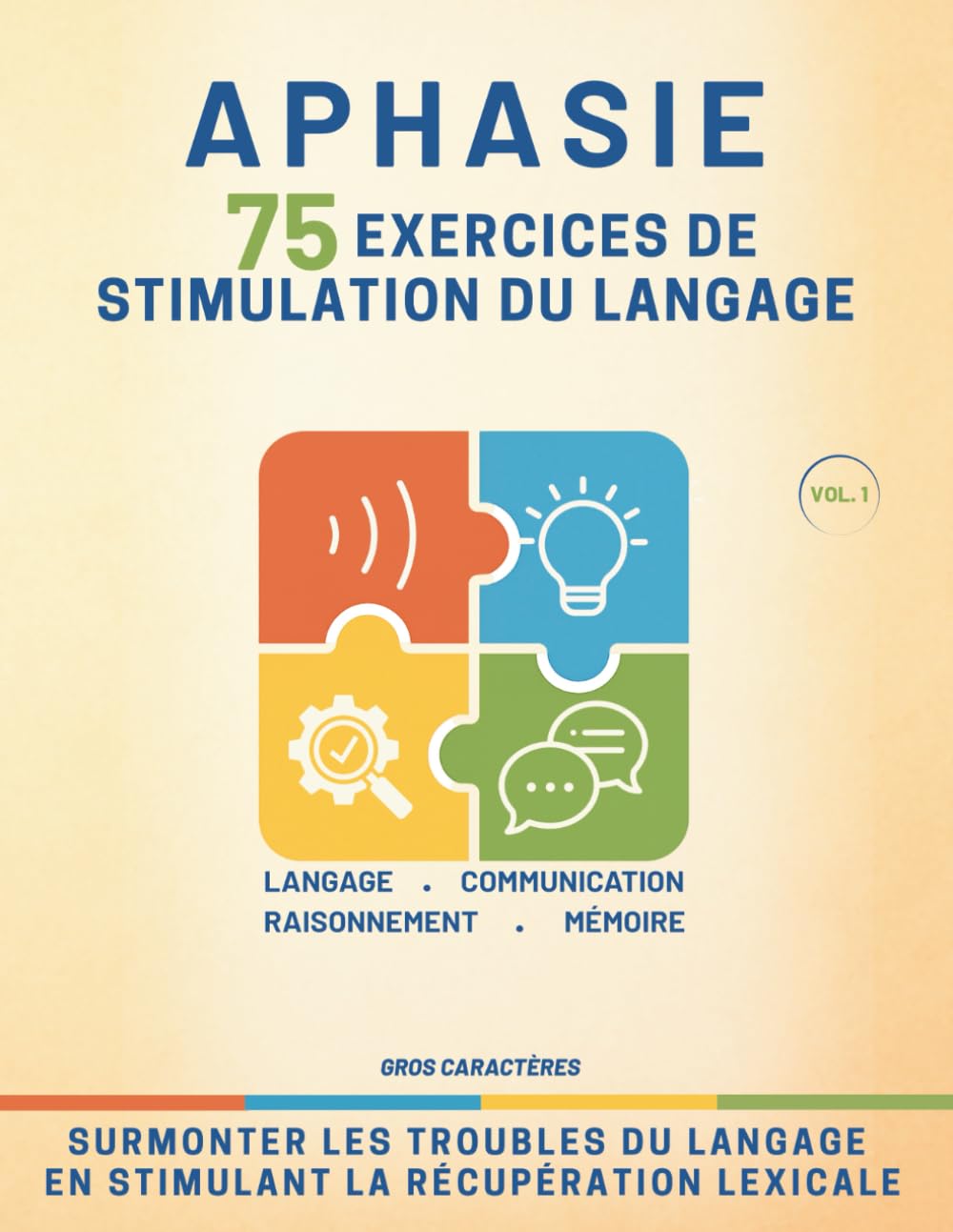 Aphasie - 75 exercices de stimulation du langage: Jeux et Exercices de Rééducation de l'Aphasie suite à un AVC, un Traumatisme Crânien, une Maladie Dégénérative - Gros Caractères