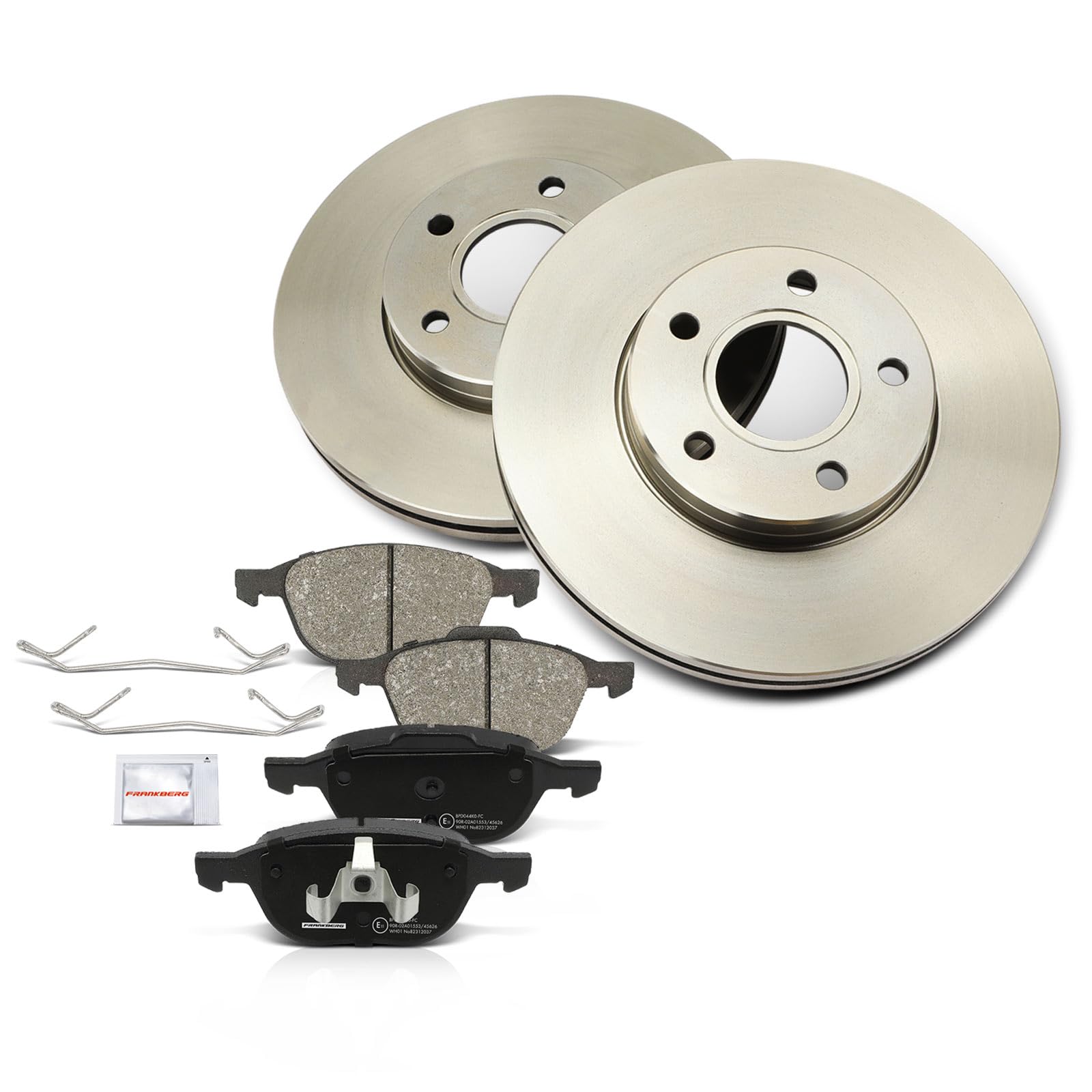 Frankberg 1 set freni incl. 2 dischi freno + 4 pastiglie freno anteriori | AV611125BB; Compatibile con: Torneo Focus II DA DS FFS, C-Max DM2, Focus II Berlina DB DH FCH, C70 II Cabriolet 542