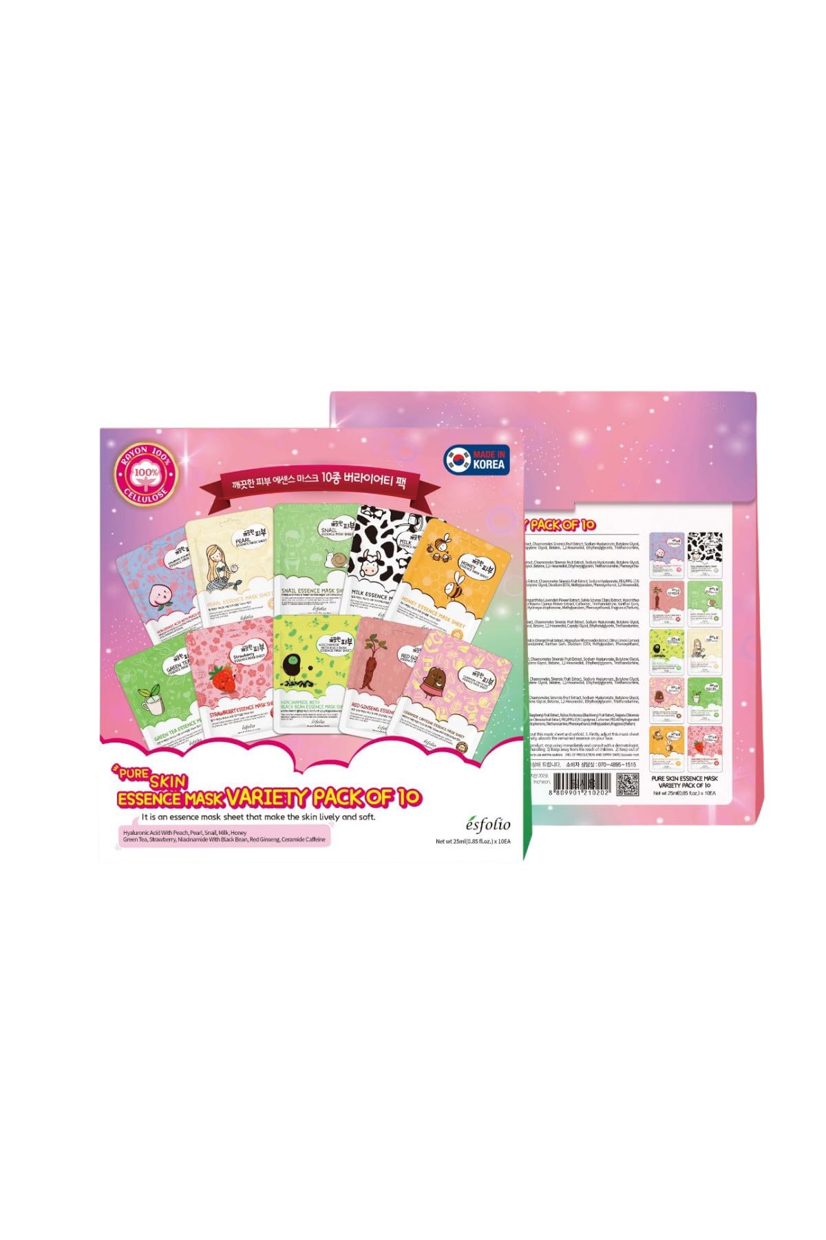 Esfolio 10 lu Kore Maske Seti Kutu İçinde Esfolio Pure Skin Korean Mask Variety Pack