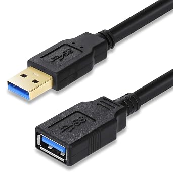 XBOHJOE USB 3.0 Extension Cable 5m High Speed 3.0 USB Extender Cord Type A Male to Female Data Transfer 5Gbps for Mouse USB3 Extender Cable 1, Black, 5M