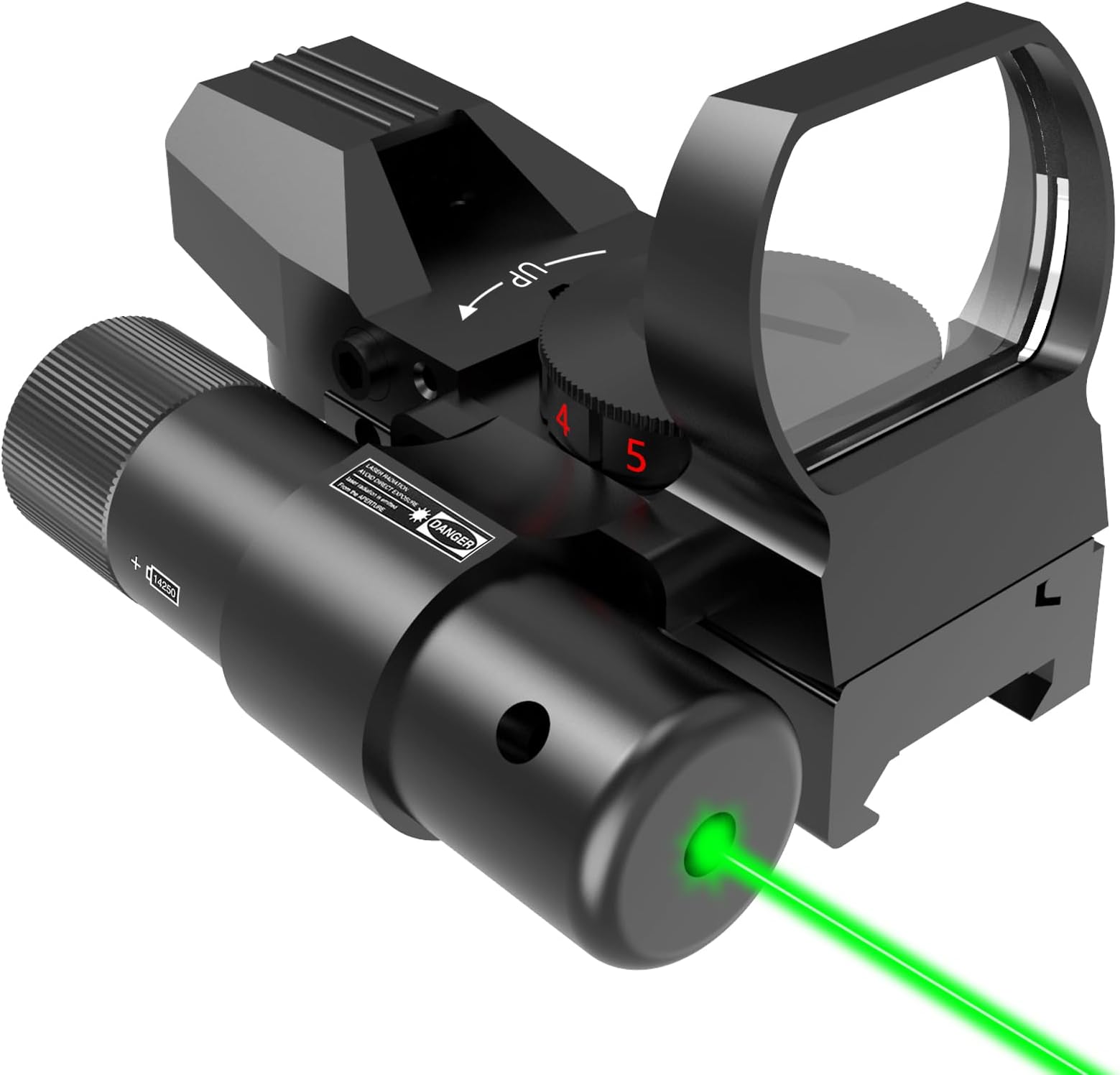 UUQ 1X22X33 Reflex Red Dot Sight - 4 Reticle Red & Green Dot Optics with Integrated Red or Green Laser for 20mm Rail