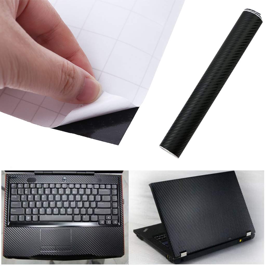 Adesivo 3D per computer portatile, pellicola in fibra di carbonio, decalcomania nera con buona visuale, per PC portatili da 17 pollici