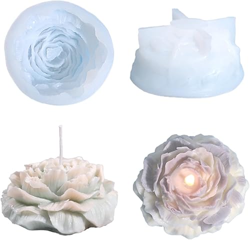 Miniatura 4 de BIBABLYKE Molde de vela de silicona de peonía grande 3D, hecho a mano, creativo, flores, aromaterapia, yeso, resina, suministros para hacer jabón,
