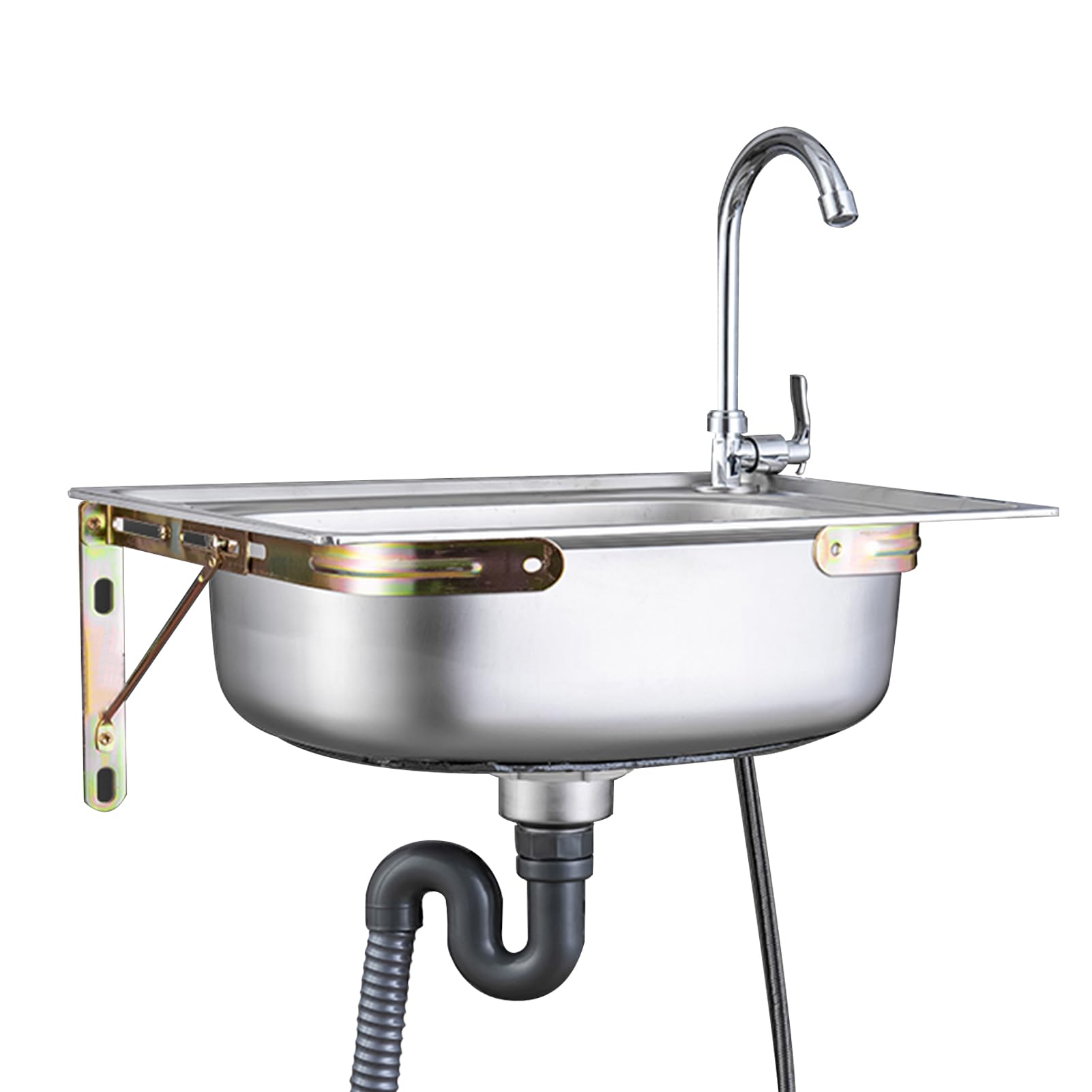 Lavello da Cucina,lavello Cucina in Acciaio Inox,lavamani,Montaggio a Parete,1 Vasca con Rubinetto,per Bagno,Cucina,Lavanderia,Facile Pulire (48x35cm)