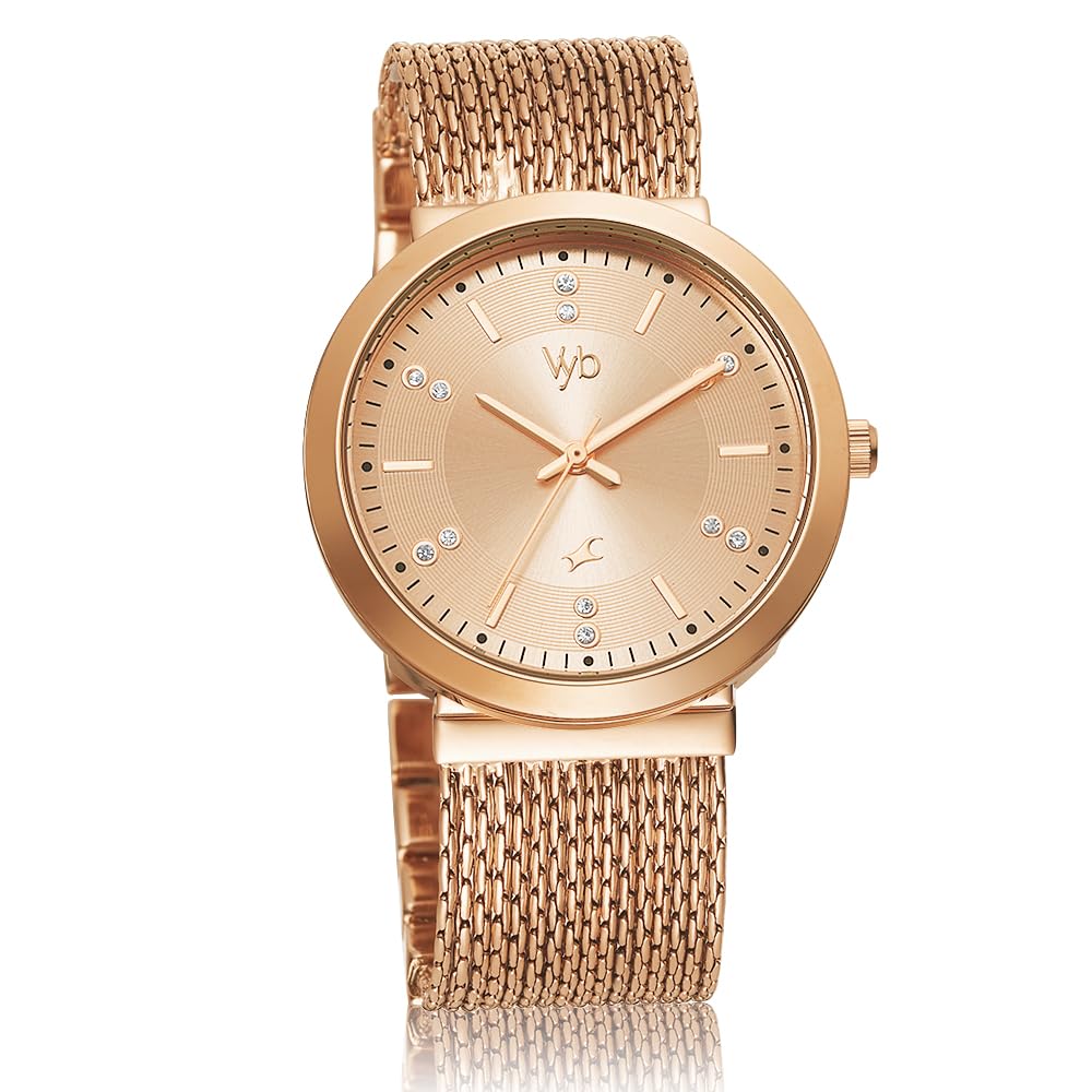 Fastrack Vyb Flare Quartz Analog Rose Gold Dial Metal Strap Watch for Girls-FV60011WM01W-image-49