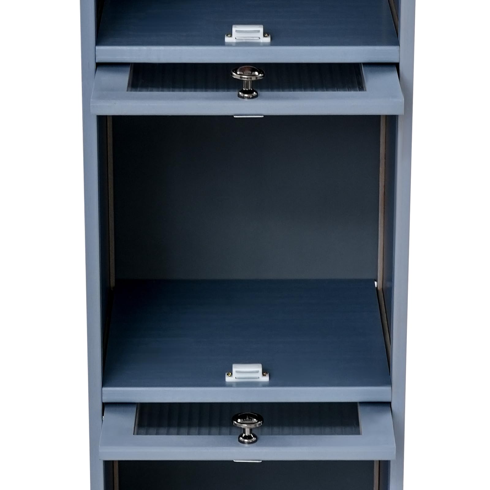 4-StöCkiger Bambus-Aufbewahrungsschrank Mit KlapptüRen – 30 * 33 * 140cm Kompakter Eckschrank, Geeignet FüR Badezimmer, KüChe Und Wohnzimmer (Grau)