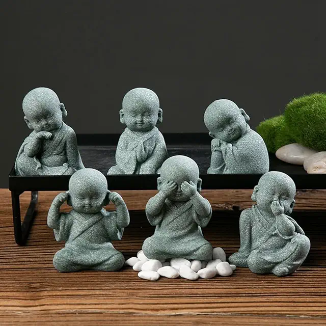 Wise Buddha Monk Figurines - See No Evil Hear No Evil Speak No Evil Statues
