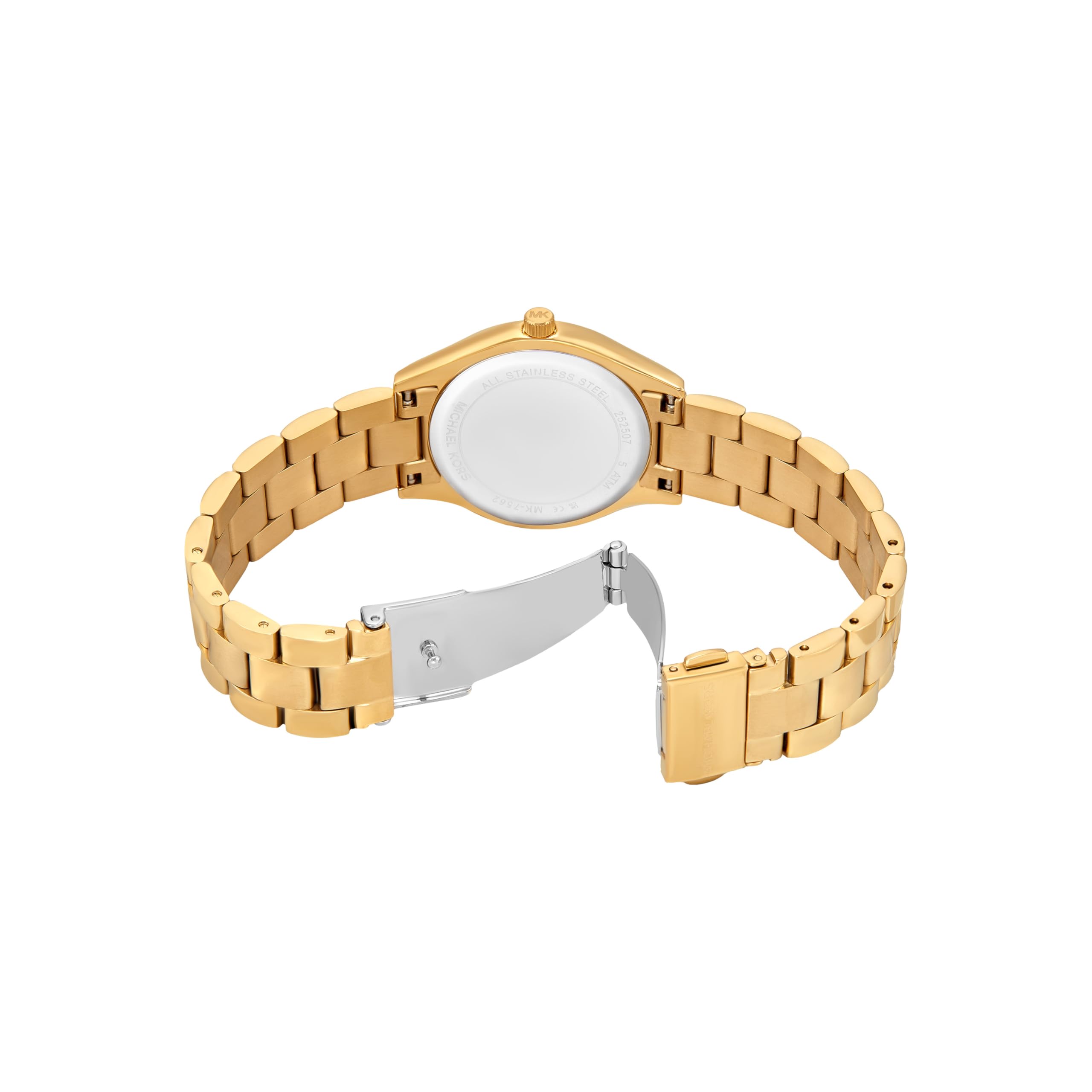 Michael Kors Women's Slim Runway Three-Hand Gold-Tone Stainless Steel Bracelet Watch Gift Set (Model: MK7561SET)