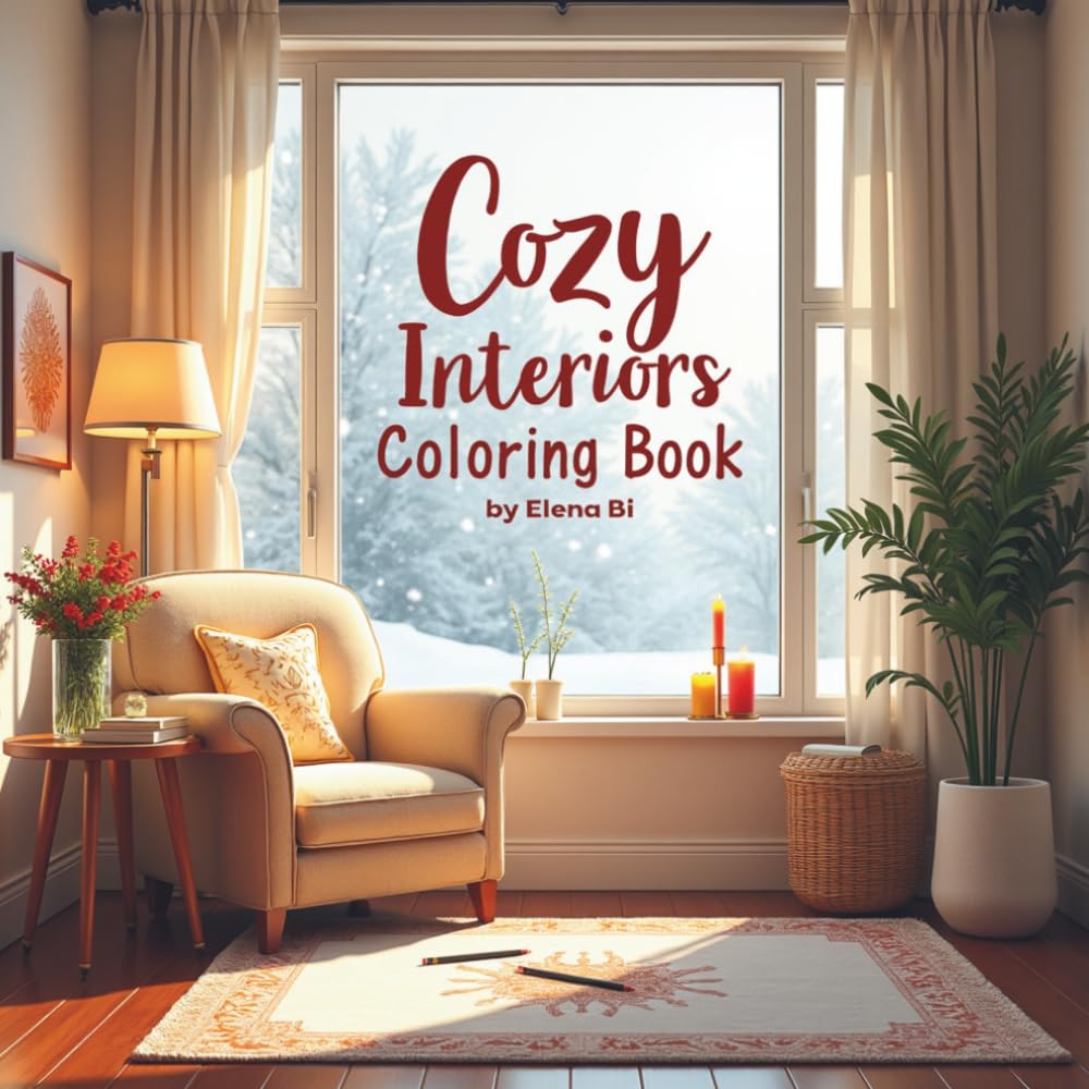 Cozy interiors coloring book: Relaxing Coloring Pages of Warm and Peaceful Home Corners