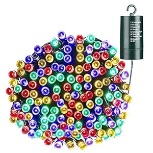 Joomer Battery Chrismas Lights, 66ft 200LED Fairy Lights Battery Operated Timer 8 Modes Waterproof for Outdoor Home…