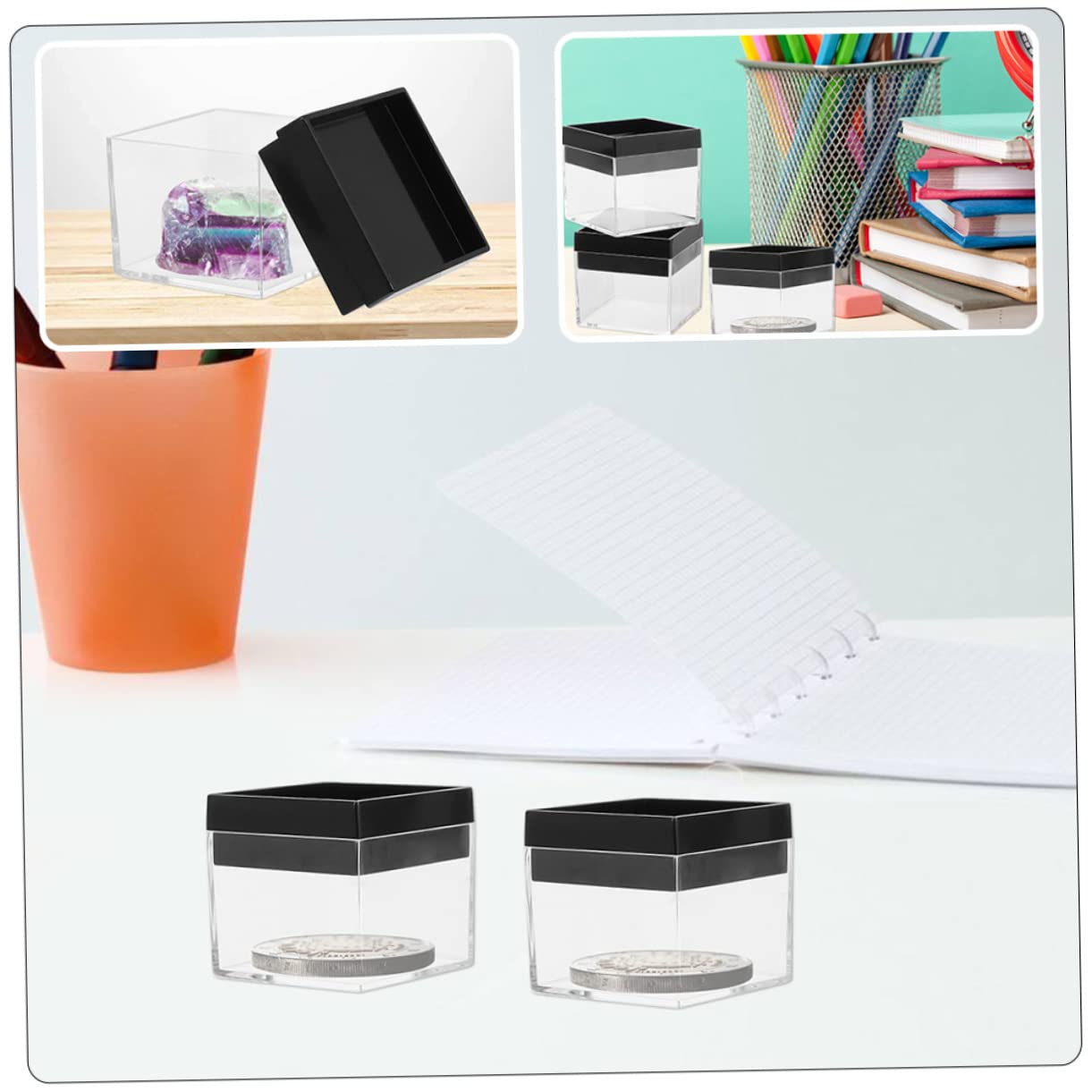 TINEASUR 6pcs Box Storage Box Transparent Display Case Clear Container with Lid Candy Containers for Containers with Lids Square Boxes for Display Cabinet Specimen Case Plastic