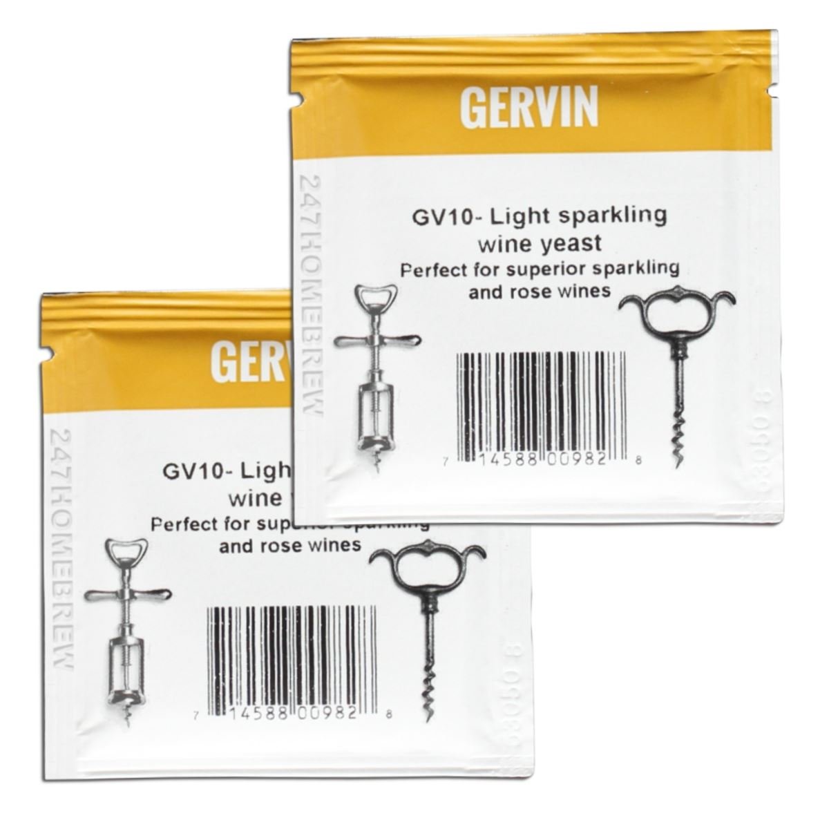 2X Gervin GV10 Wine Yeast 5g Champagne & Dessert Wines 18.5% 5-23L