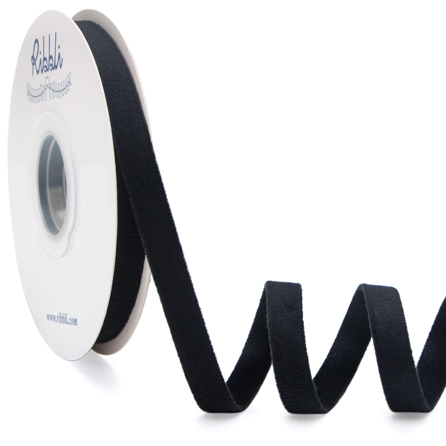 Ribbli Black Velvet Ribbon Double Faced 3/8 Inch 10-Yard Spool Black Ribbon Use for Christmas Tree Ornaments Gift Wrapping Wreath Decoration Wedding