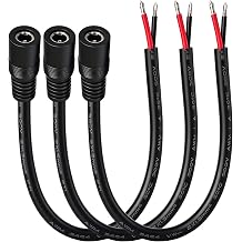 16AWG DC5525 Power Cable, 5.5mm x 2.5mm Female Barrel Plug Connector, 0.8ft DC Power Cord for CCTV Security Camera, DVR, LED Light Strip, 15A 12V/24V, 3-Pack