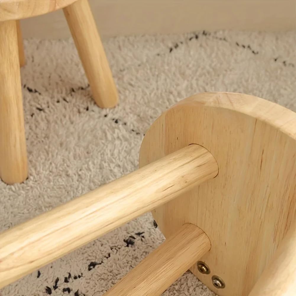 Taburete pequeño pequeño de madera maciza con orejas de conejo, para niños