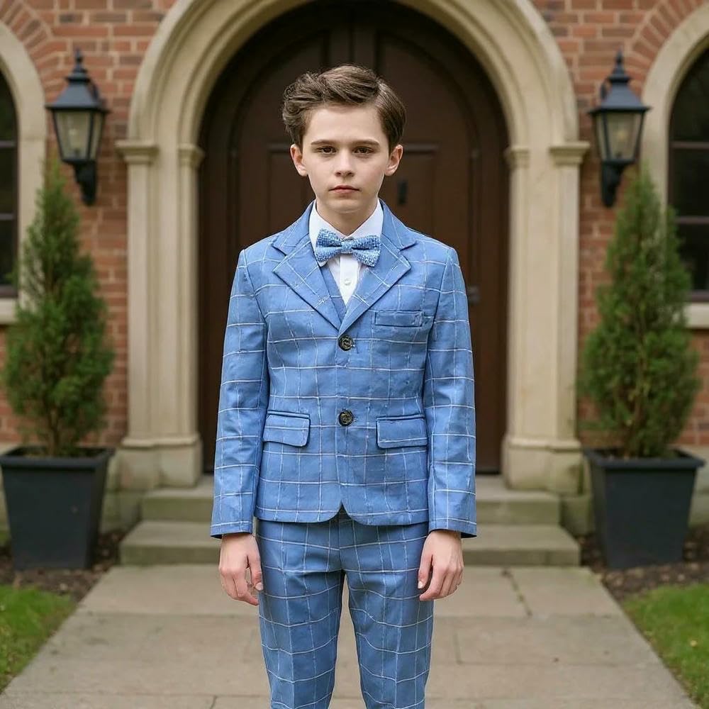 ZBDP - Completo scozzese per ragazzi, 2 pezzi, per matrimonio, 2 pezzi, set di pantaloni blazer formali, per bambini, laurea, esibizioni di 3-16 anni