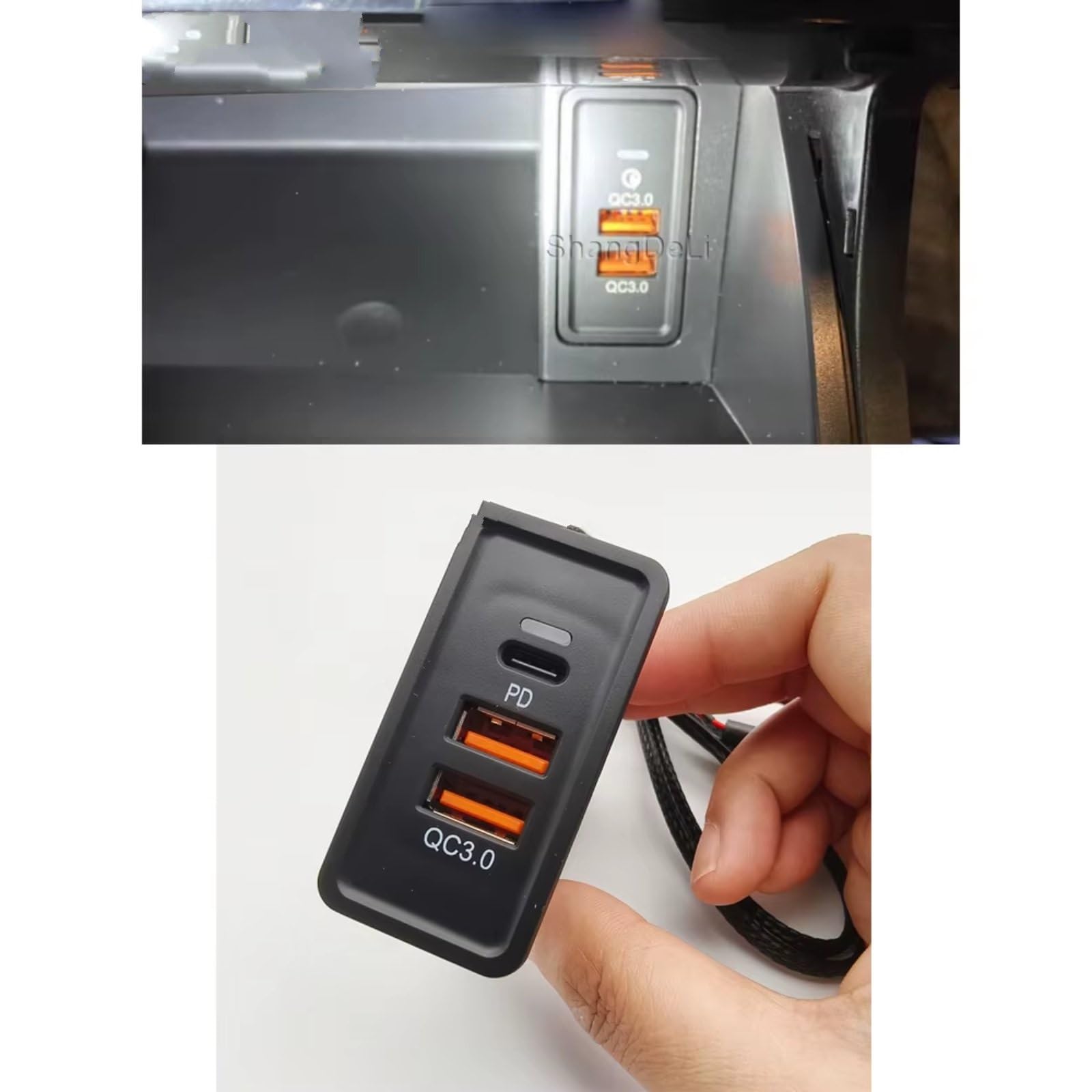 Toma USB Auxiliar Compatible Con VW Para Golf 7 Coche Cargador PD Carga Rápida QC3.0 Adaptador Carga Teléfono Automático Uso Botón Interfaz USB AUX Coche
