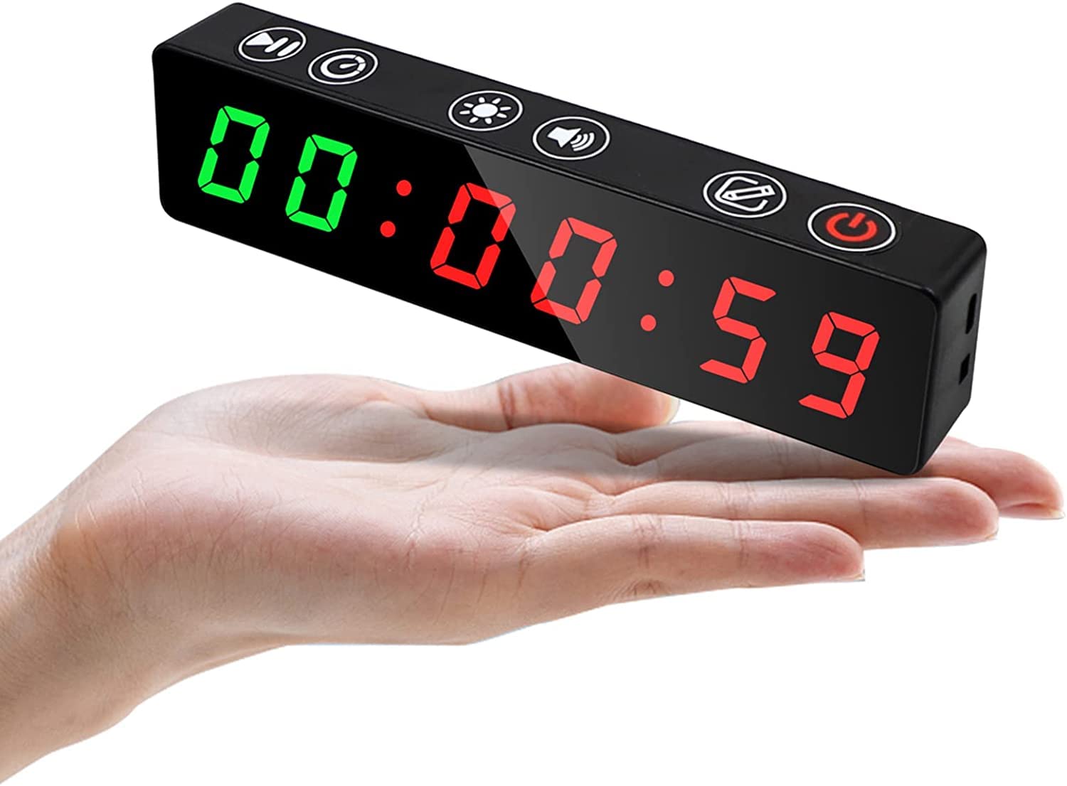 TERRIFI Digital Timer Large LED Display Portable Gym Timer with Rechargeable Battery and Built-in Magnet Stopwatch Countdown/Up for Home Gym Garage Fitness Interval Training Boxing