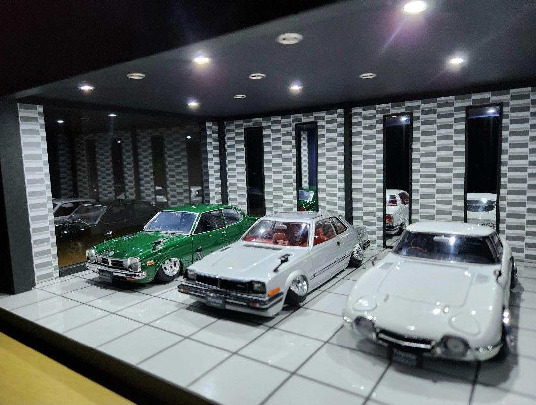Amazon.co.jp: ミニカー ジオラマ ショーケース 2色LED ガレージ