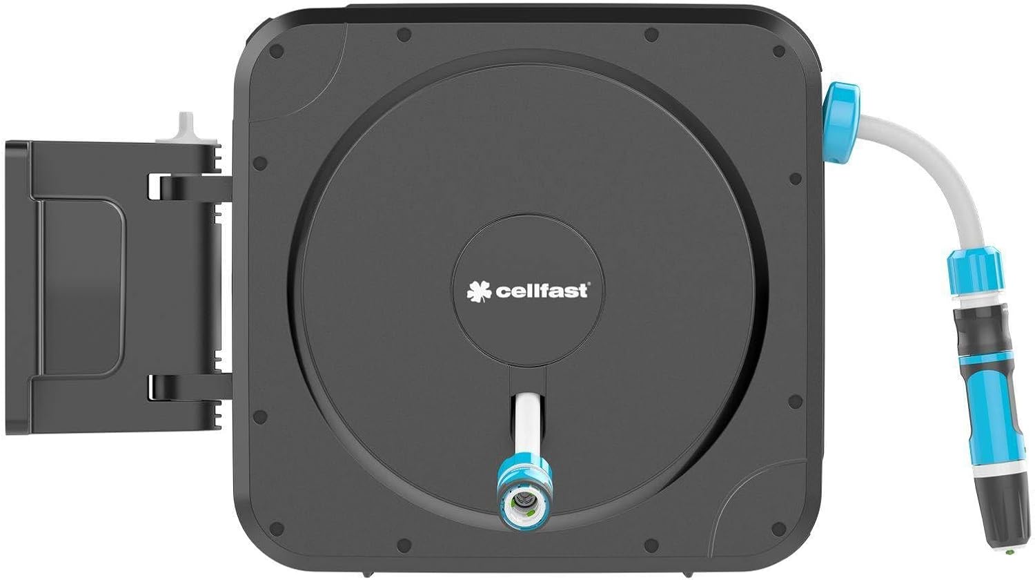 Cellfast Automatic Hose Reel Set with Wall Mount Wall Hose Holder Connection Hose Cleaning Syringe Quick Coupling Hose Connection Ergo