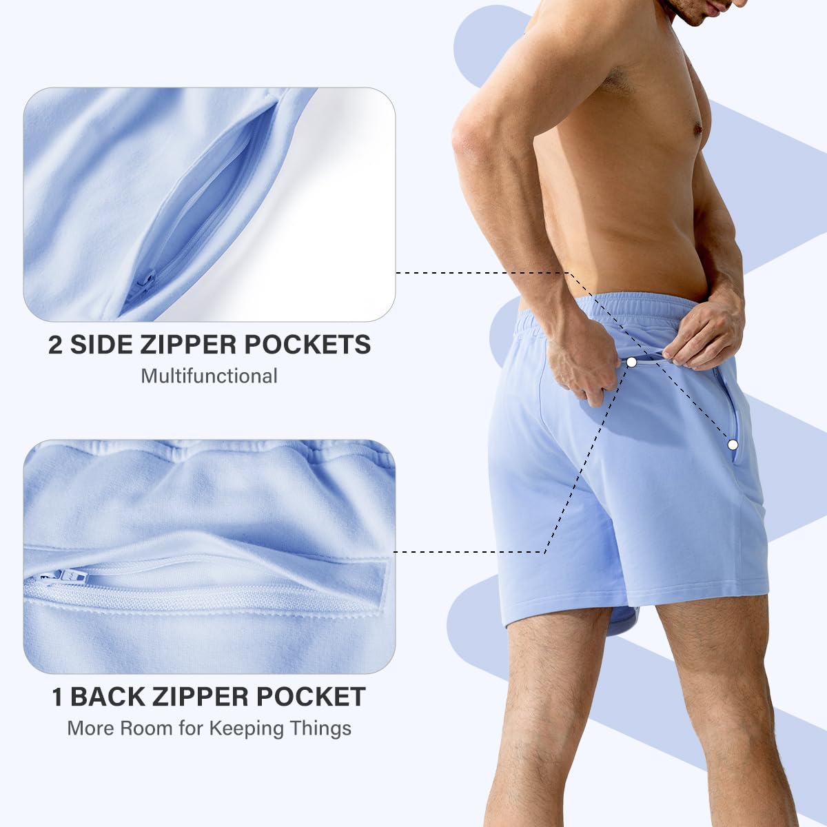 Casey Kevin Pantalon Corto Hombre Algodón Cremallera Bolsillos Deporte Gimnasio Pantalón Running Calzonas Fútbol Baloncesto Verano Shorts Tenis Deportivo Gym Cortas Regalo