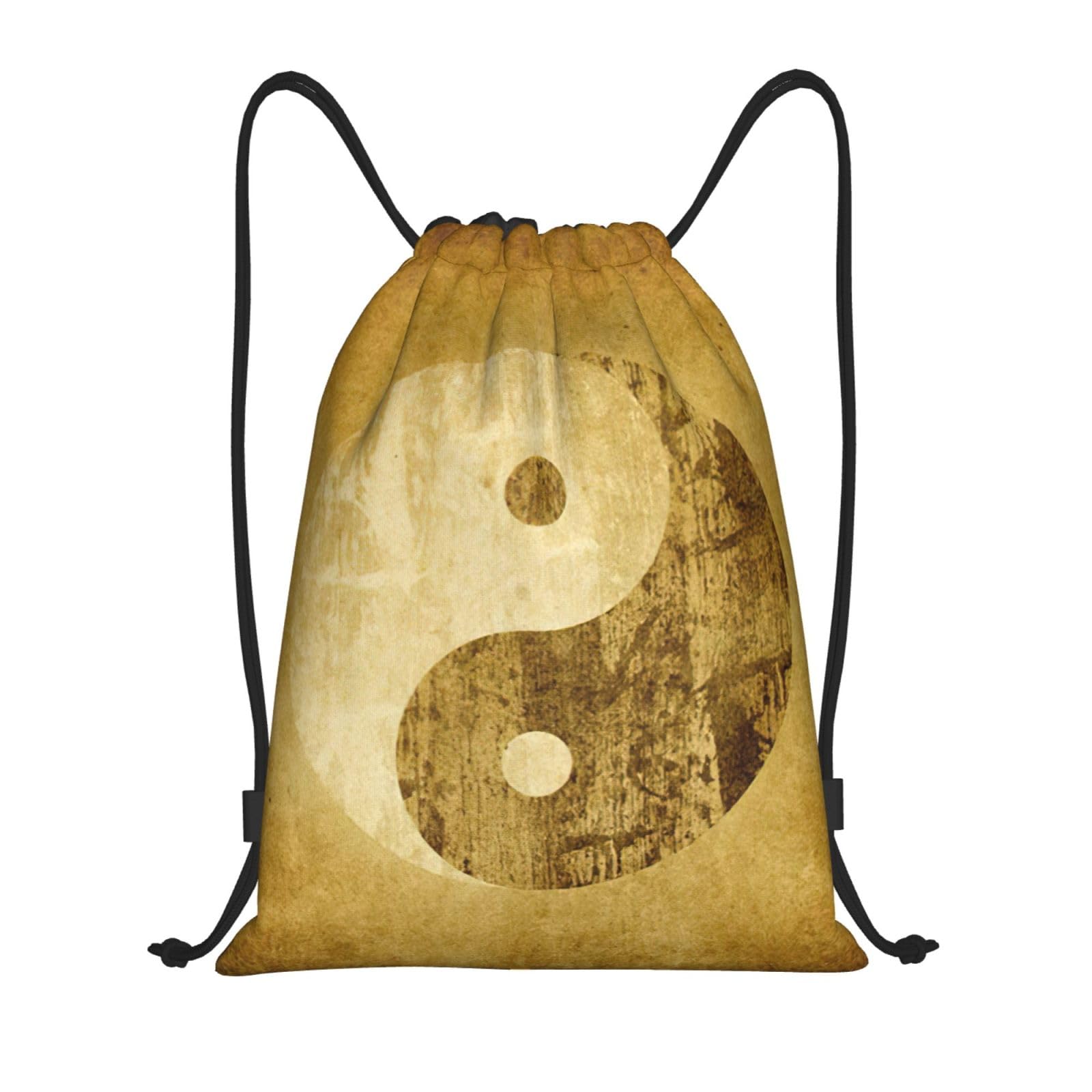 JEJEA Yin Yang Symbol print Drawstring Backpack Drawstring Gym Bags Draw String Bags Backpack for Swimming, Beach