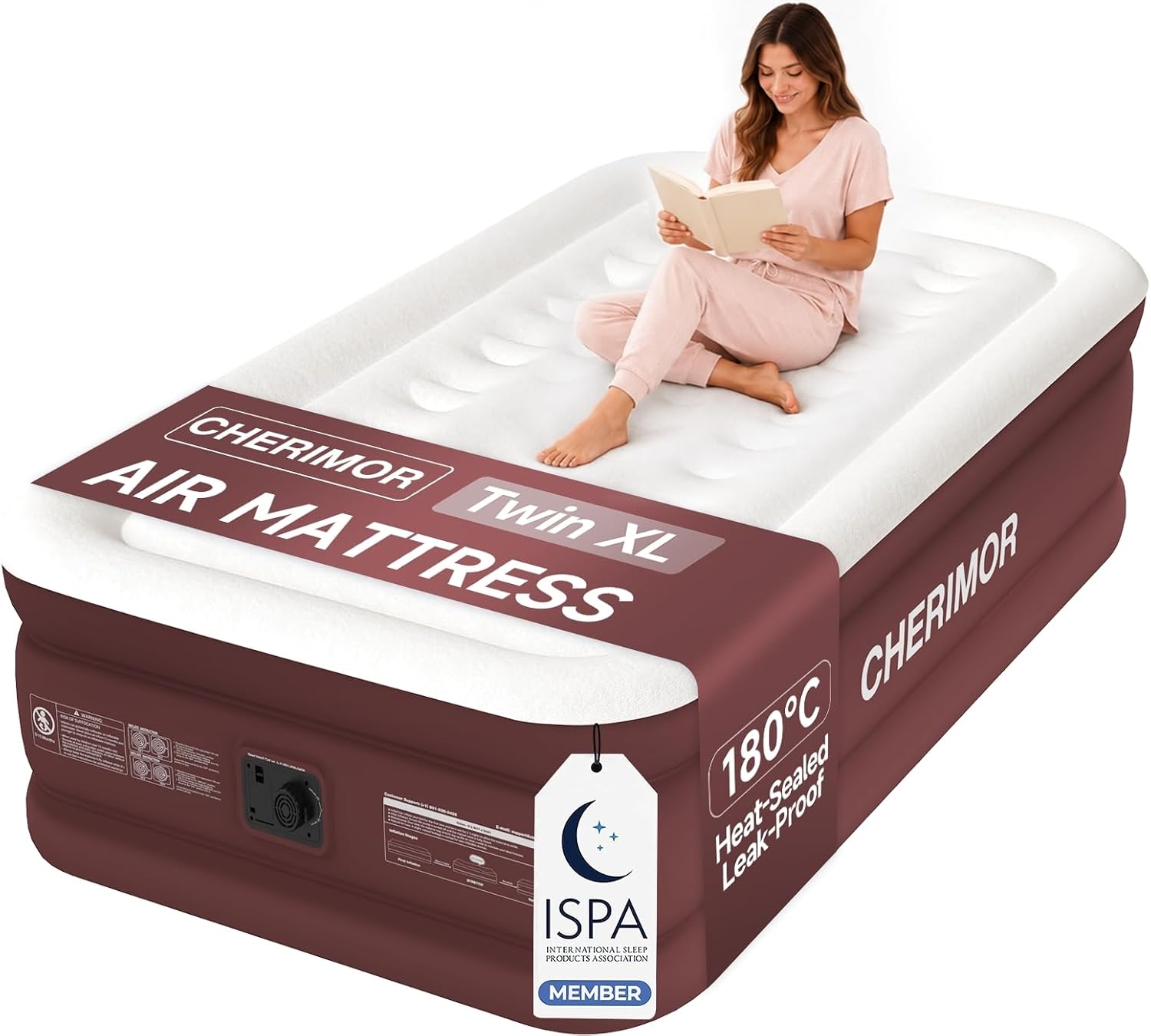 CHERIMOR Twin XL Air Mattress with Built-in Pump and 180°C Heat Seal