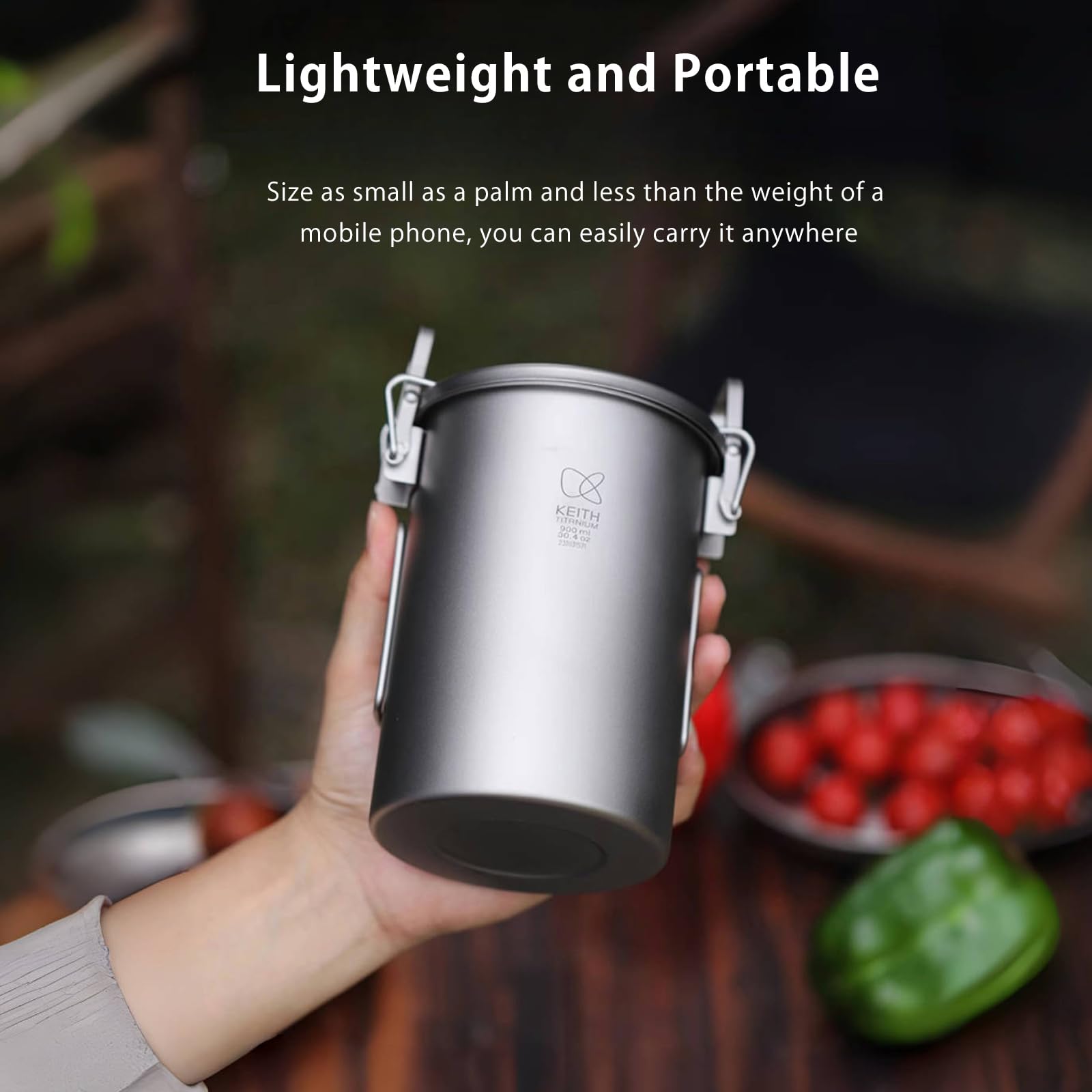 KEITH Casserole de camping en titane 900 ml multifonction avec poignée pliable