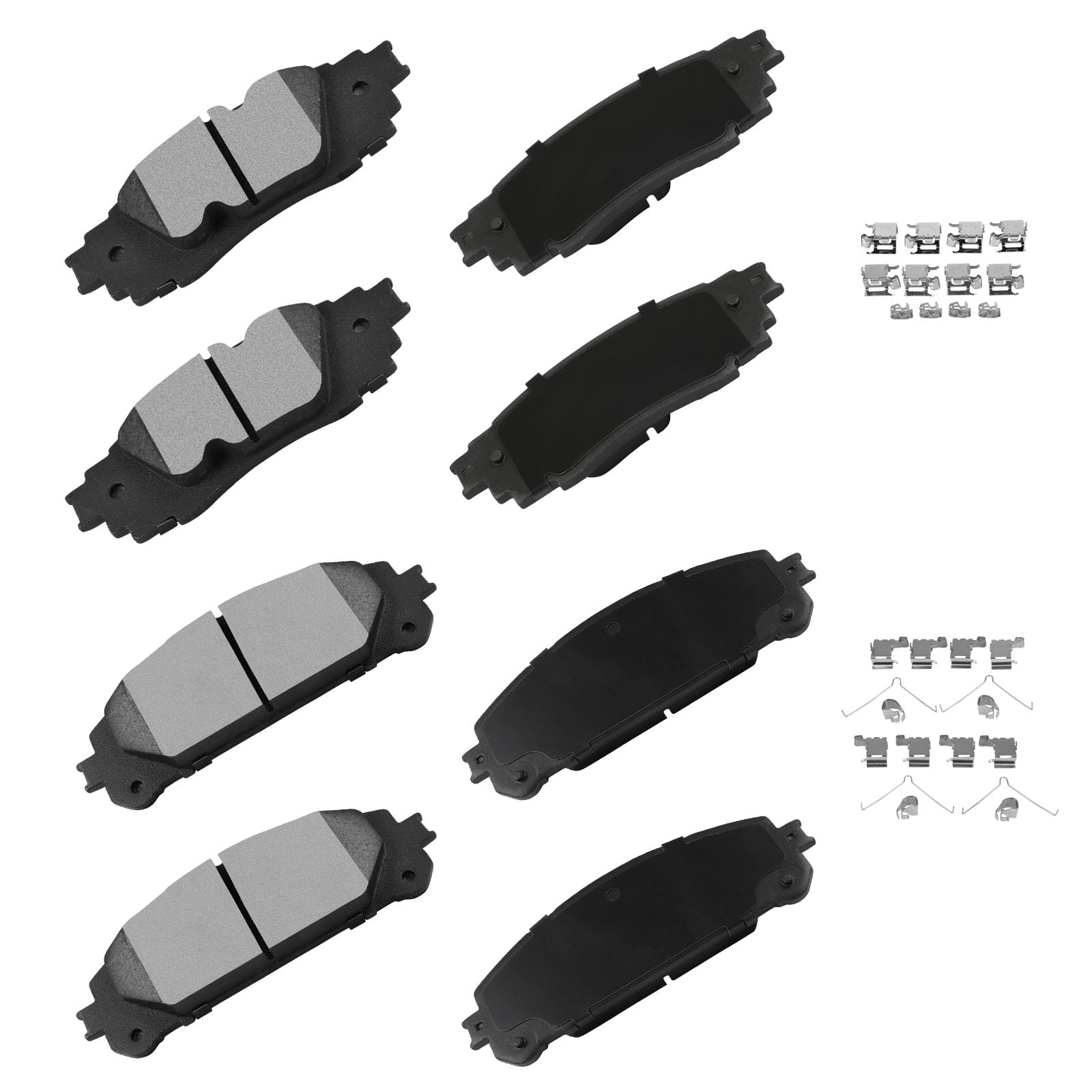cciyu D1879 D1324 Brake Pads w/Hardware Front Rear Disc Brake Pad Set