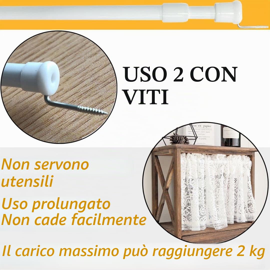 2 unità aste per tende bastoni per tende a pressione Estendibile Bianconon è necessario forare 30-45CM