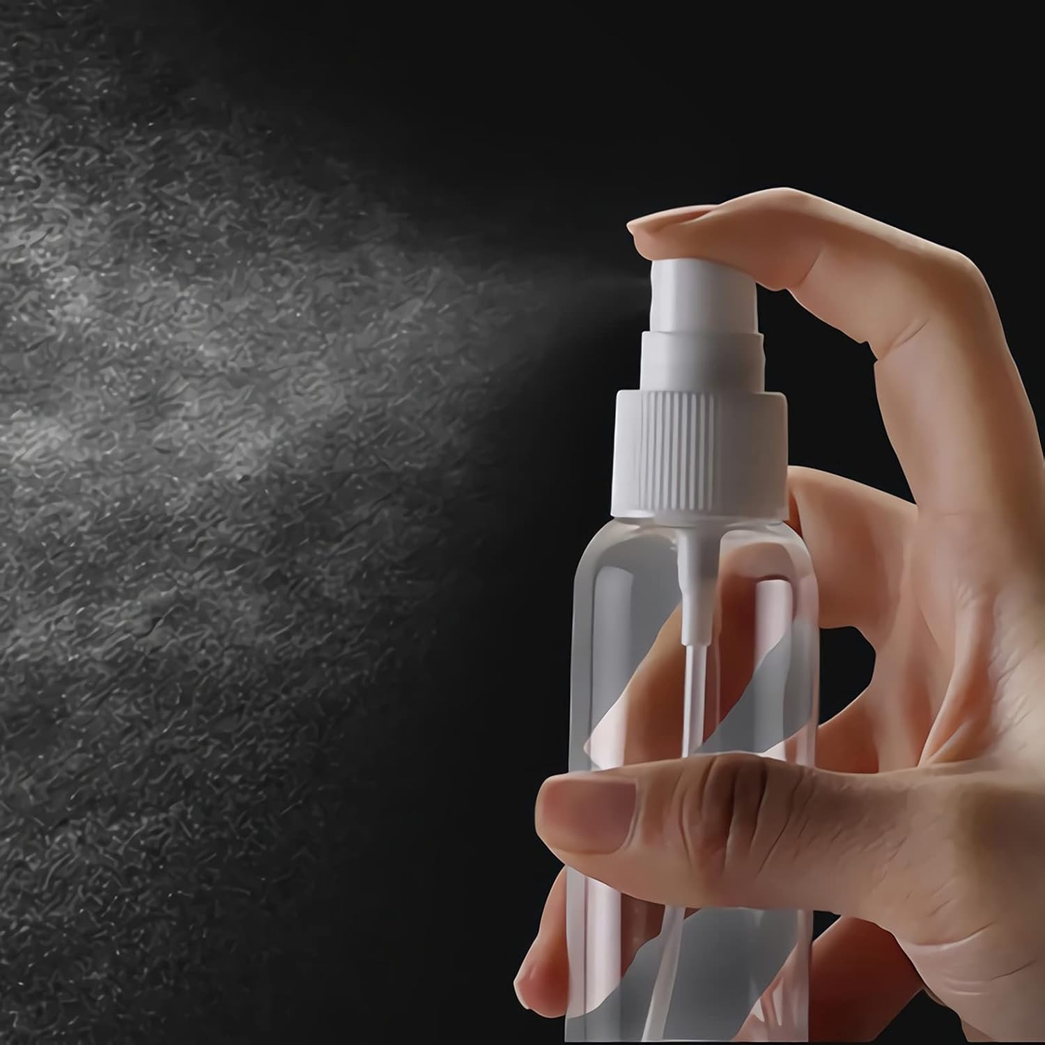 50 Pcs Empty 100ml 3.3oz White Plastic PET Fine Mist Pump Spray Bottles with White Sprayer for Cosmetic Perfume Refillable Travel Portable Bottle, 2x Funnels