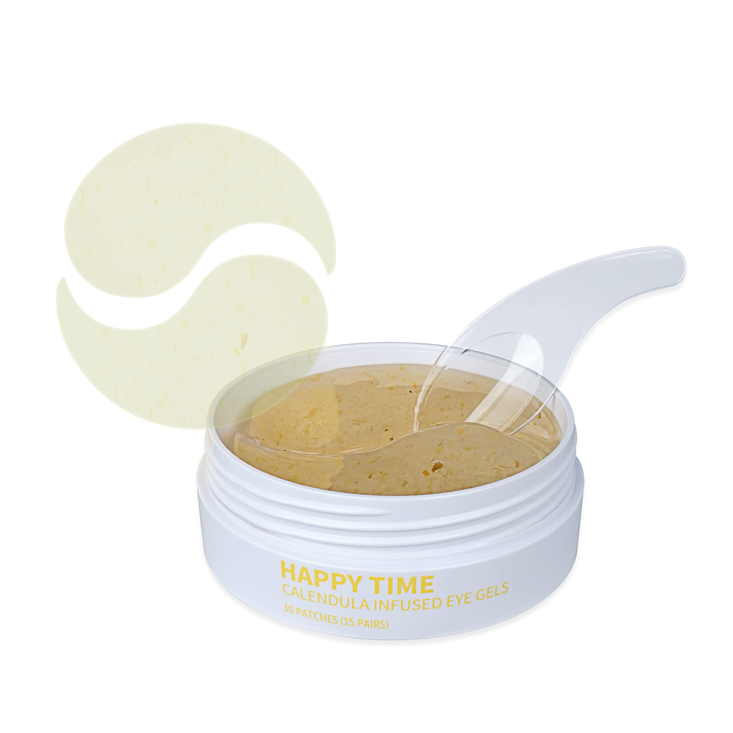 nu-pore Happy Time Calendula Tea Eye Gel Patch, Under Eye Mask Treatment for Puffy Dark Circles, Under Eyes Bags, Anti Wrinkle. Moisturizing, Hydrating, improves Elasticity, 30 individual pads in jars