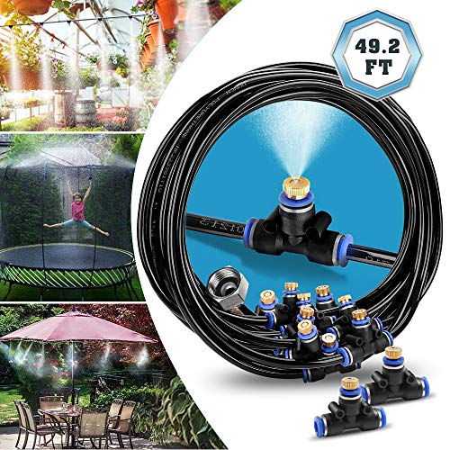 infinitoo Système de brumisation, Système de brumisateur extérieur, Brumisateur de terrasse, Kit de brumisation Idéal pour système d'irrigation pour parasol, gazebo, serre, jardin, piscine, etc. (15M)