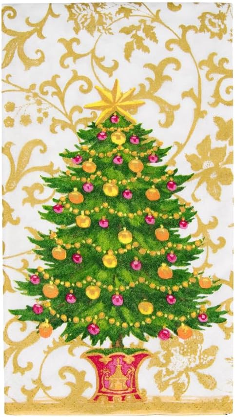 Caspari Gilded Tree Guest Towel Napkins - 15 Per Package, 4 Packs