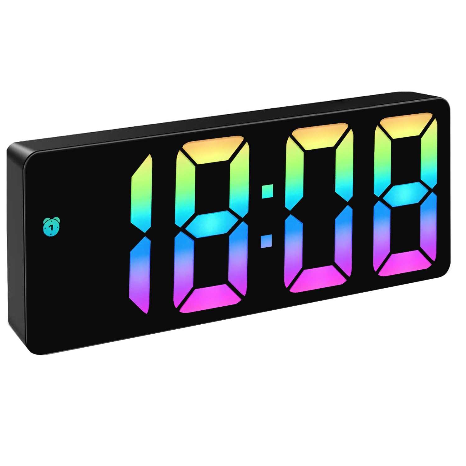 Digital Alarm Clock for Bedrooms, 6.5 inch LED Display with Colored Digits, 3 Levels Brightness Adjustable, Desk Alarm, Table Clock with 1 Alarm, 12/24H, Temperature, Corded Powered(Colored)