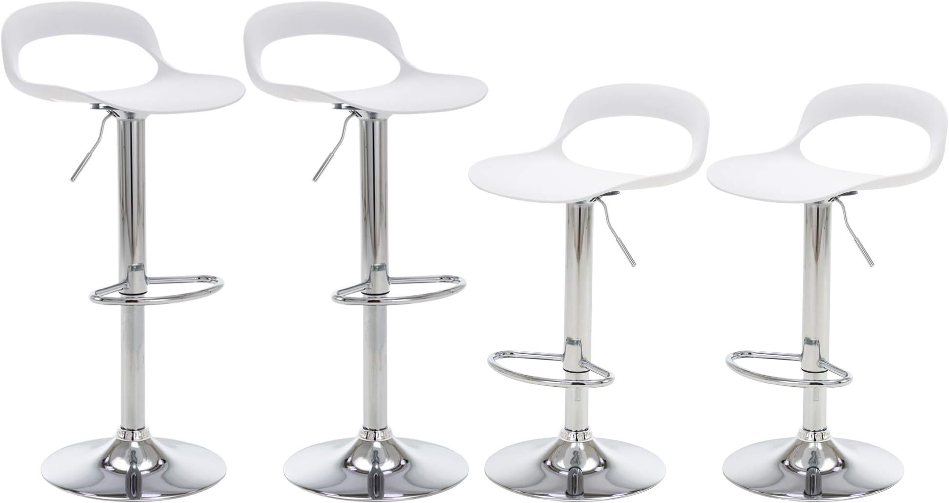 NOBPEINT Contemporary Chrome Air Lift Adjustable Swivel Bar Stool, Set of 4, White