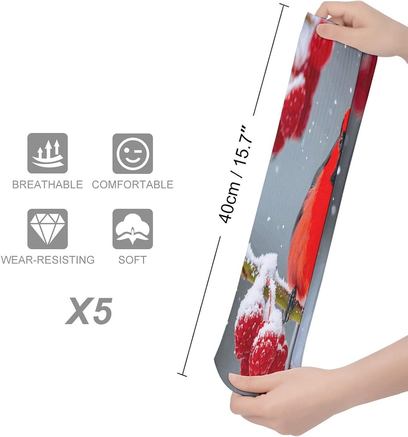 Cardinal Birds, Snow, Cranberries. Knee High Socks Cozy Knee High Socks Soft Mid-Length Sock for All Seasons Daily Wear Adult