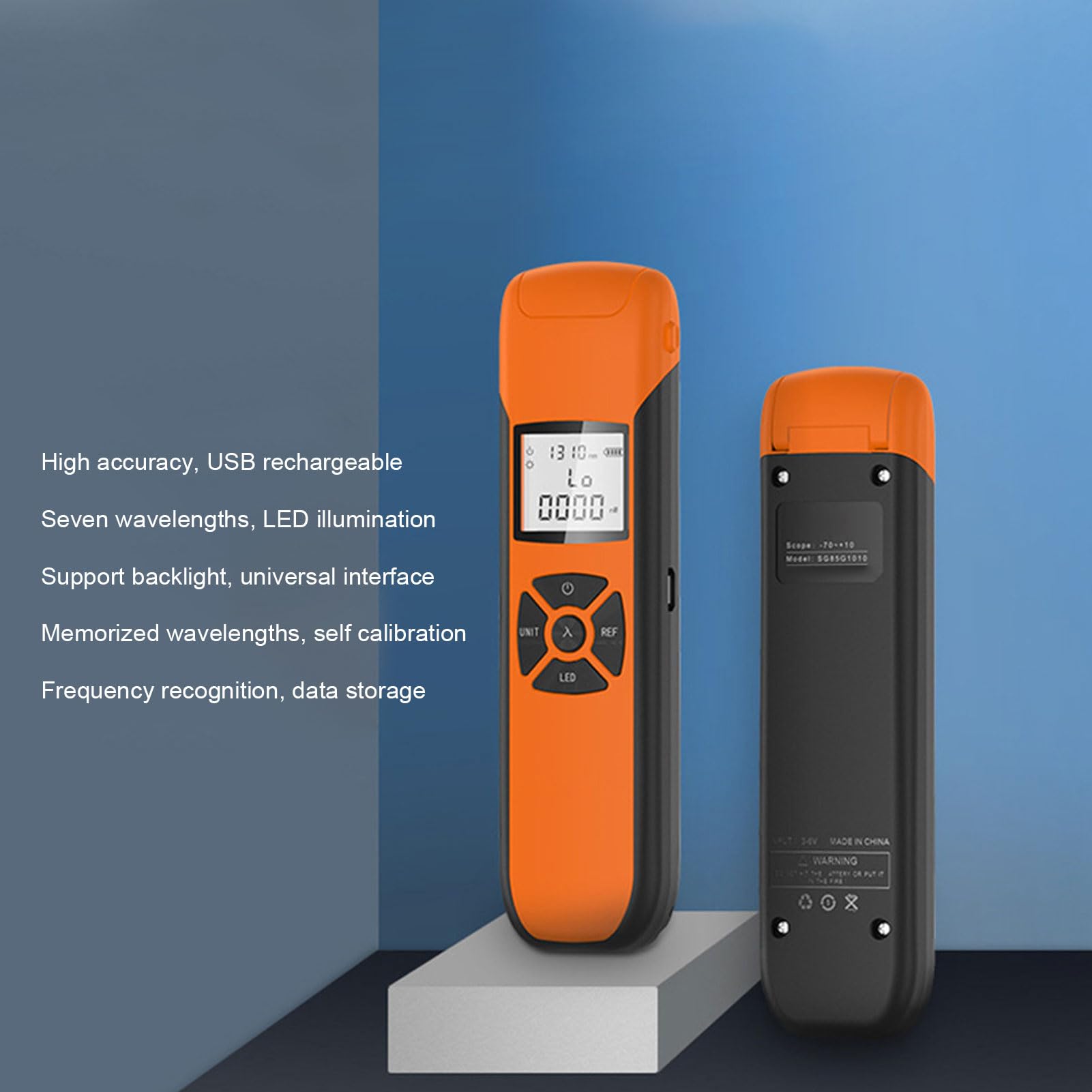 GOWENIC Mini Medidor de Potencia óptica, Mini Medidor de Potencia óptica Recargable G10, Mini Medidor de Potencia de Fibra óptica con Linterna LED, para Prueba de Comunicación